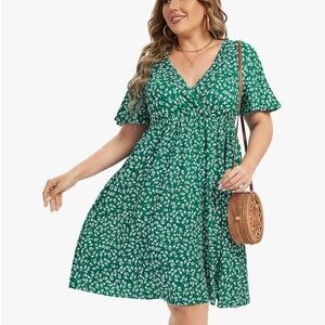 New green dress with tags.